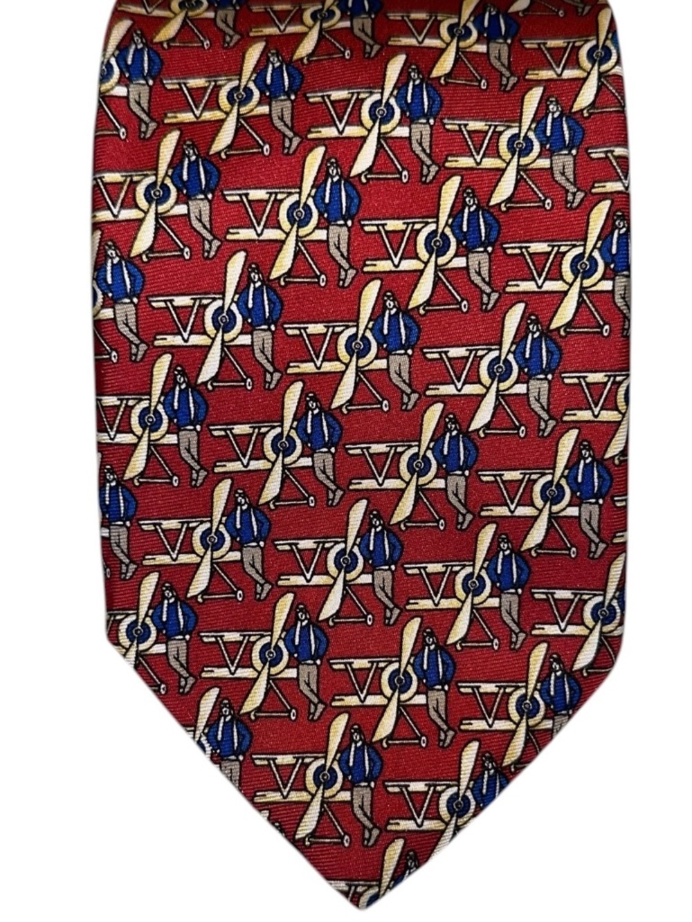 Brooks Brothers Makers Tie Silk Red Aviation Pilot Propeller Plane 3.5x59” USA